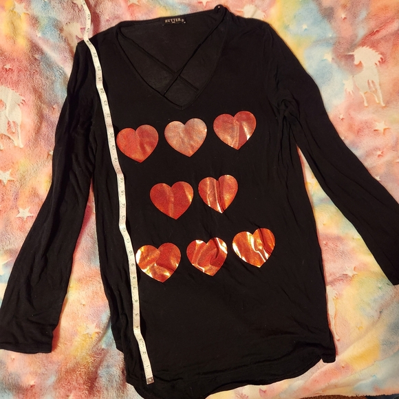 zutter Tops - Black Long Sleeve Top with Red Hearts